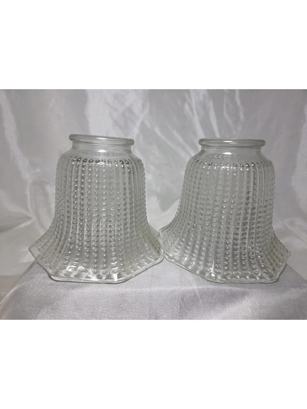 2 Clear Hobnail Bead Ribbed Glass Light Shade Ceiling Fan Octagon 2